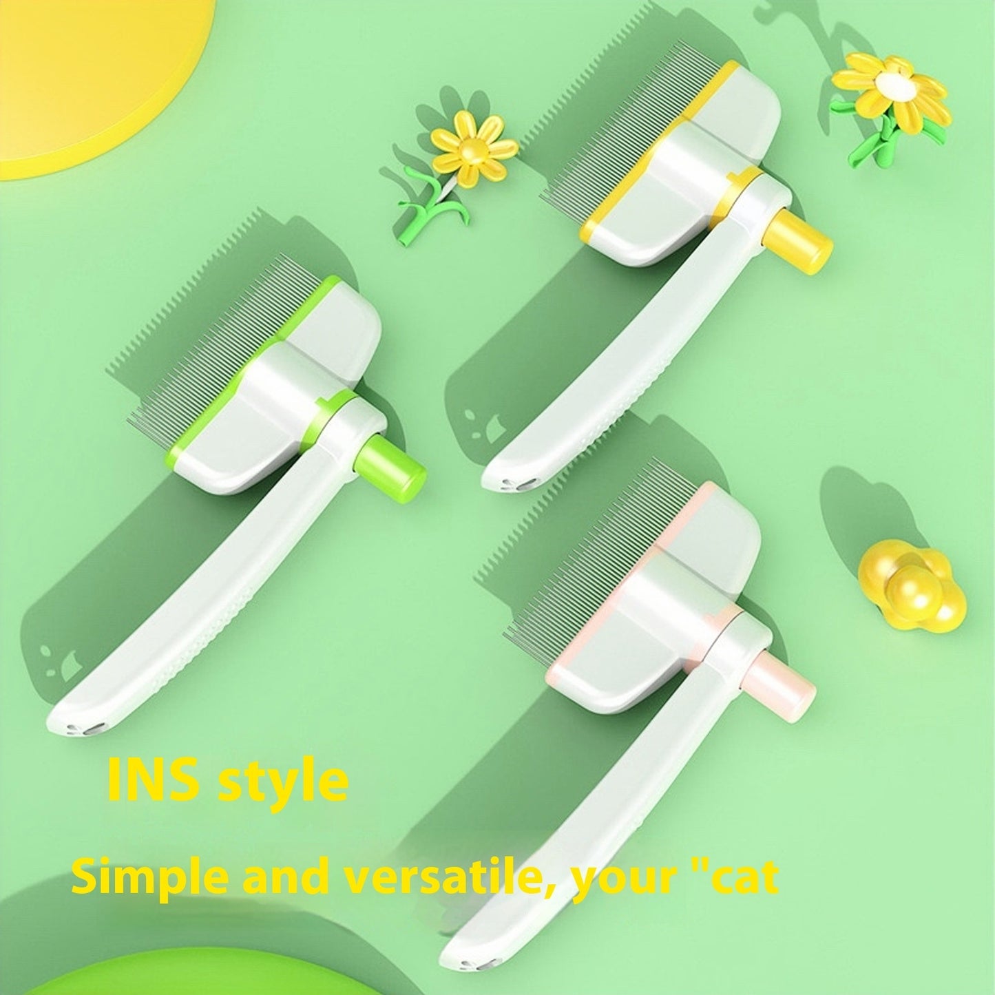 Self-Cleaning Pet Grooming Comb – Cat & Dog Brush for Long Hair, Flea & Shedding