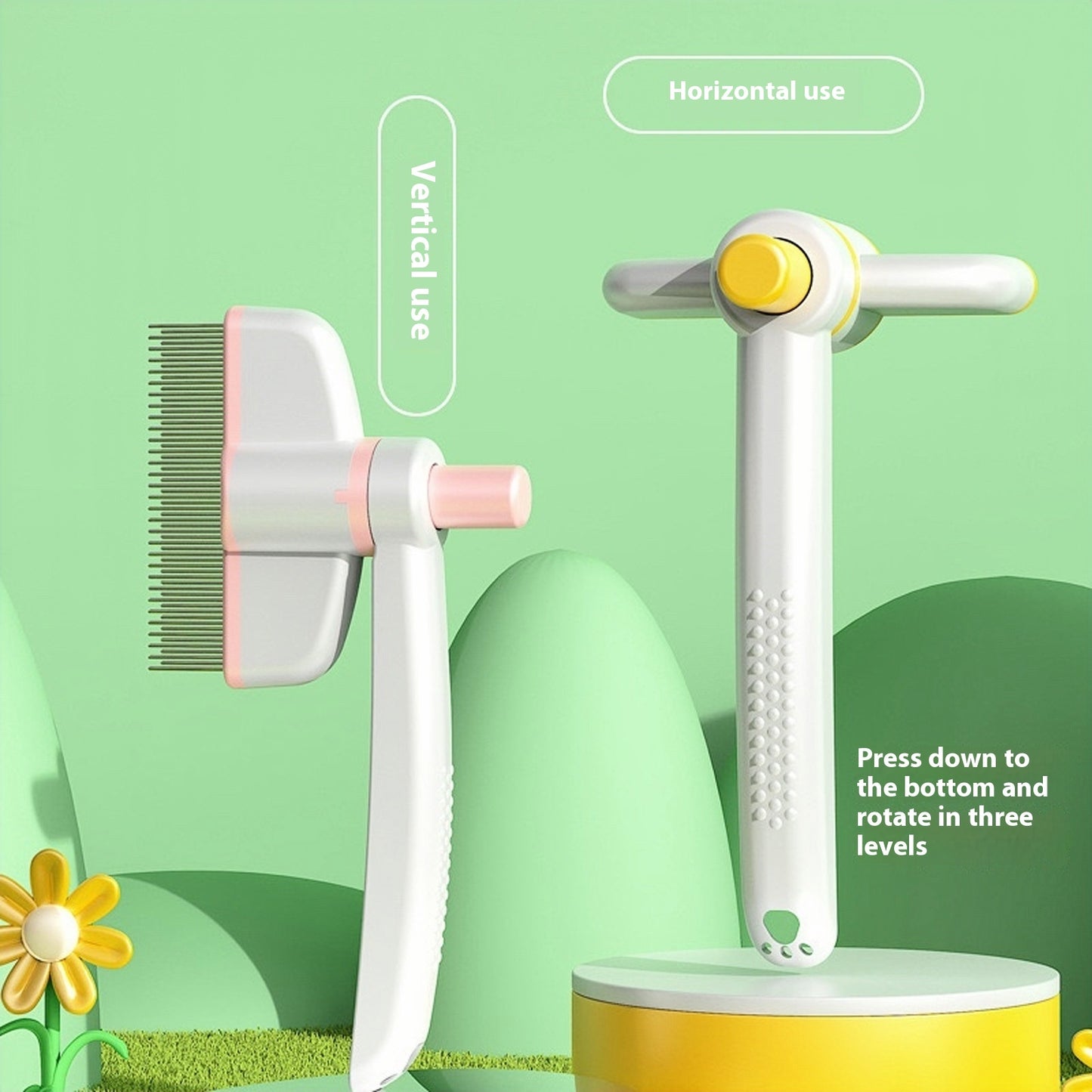 Self-Cleaning Pet Grooming Comb – Cat & Dog Brush for Long Hair, Flea & Shedding