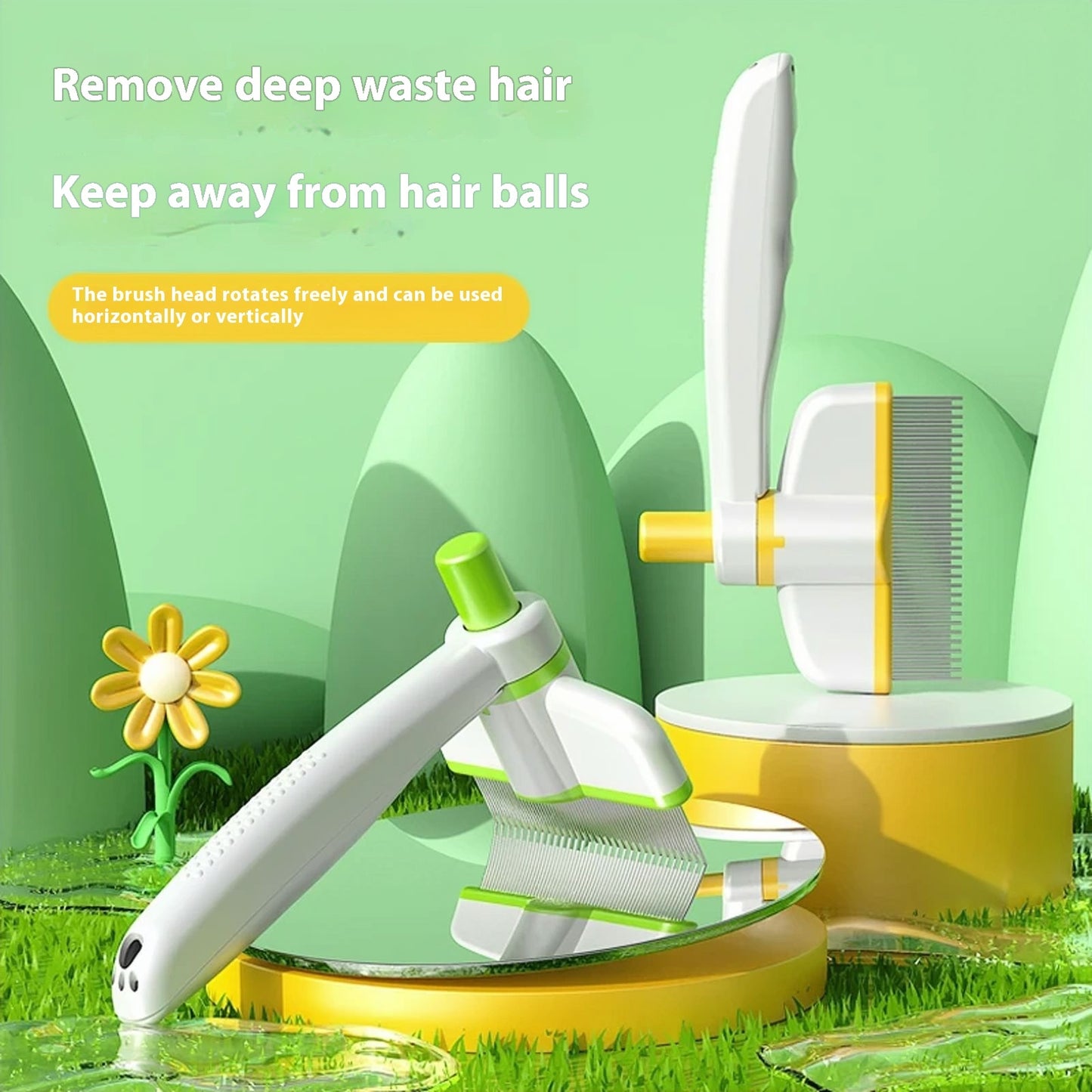 Self-Cleaning Pet Grooming Comb – Cat & Dog Brush for Long Hair, Flea & Shedding